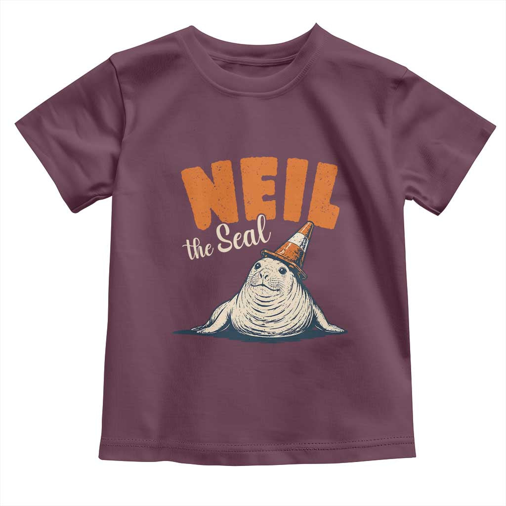 Vintage Neil the Seal Wearing Traffic Cone Hat Meme Toddler T Shirt Cute Retro Viral Chaotic Southern Elephant Seal