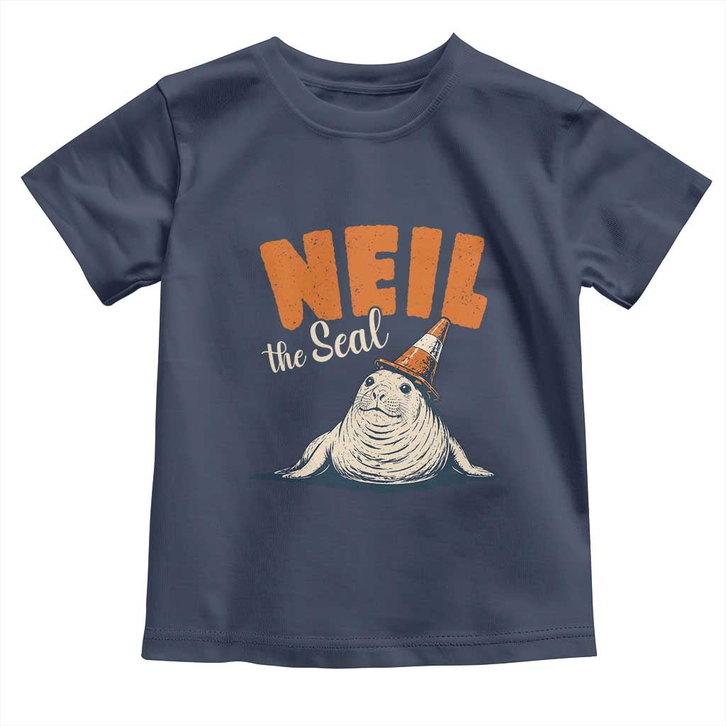 Vintage Neil the Seal Wearing Traffic Cone Hat Meme Toddler T Shirt Cute Retro Viral Chaotic Southern Elephant Seal