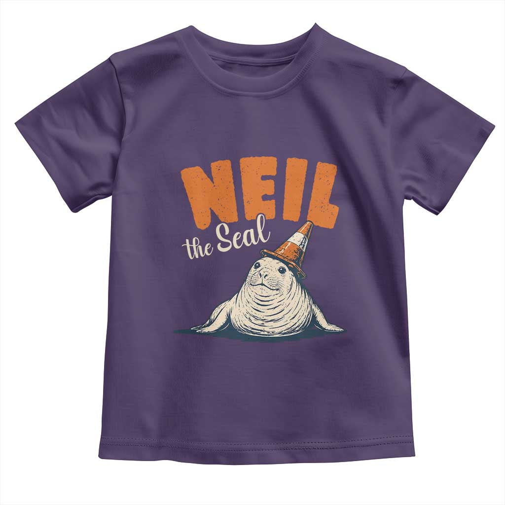 Vintage Neil the Seal Wearing Traffic Cone Hat Meme Toddler T Shirt Cute Retro Viral Chaotic Southern Elephant Seal