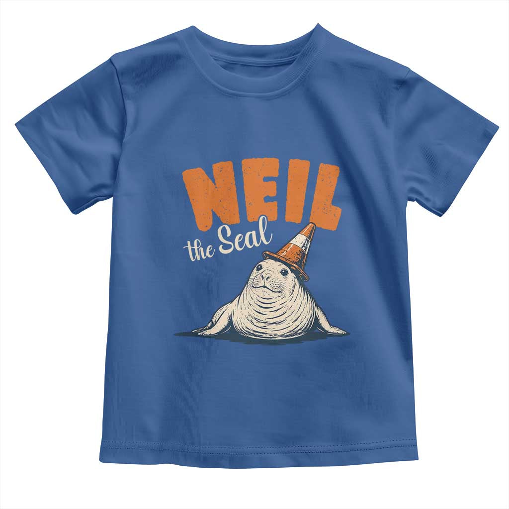 Vintage Neil the Seal Wearing Traffic Cone Hat Meme Toddler T Shirt Cute Retro Viral Chaotic Southern Elephant Seal