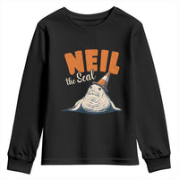 Vintage Neil the Seal Wearing Traffic Cone Hat Meme Youth Sweatshirt Cute Retro Viral Chaotic Southern Elephant Seal