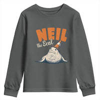 Vintage Neil the Seal Wearing Traffic Cone Hat Meme Youth Sweatshirt Cute Retro Viral Chaotic Southern Elephant Seal