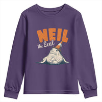 Vintage Neil the Seal Wearing Traffic Cone Hat Meme Youth Sweatshirt Cute Retro Viral Chaotic Southern Elephant Seal