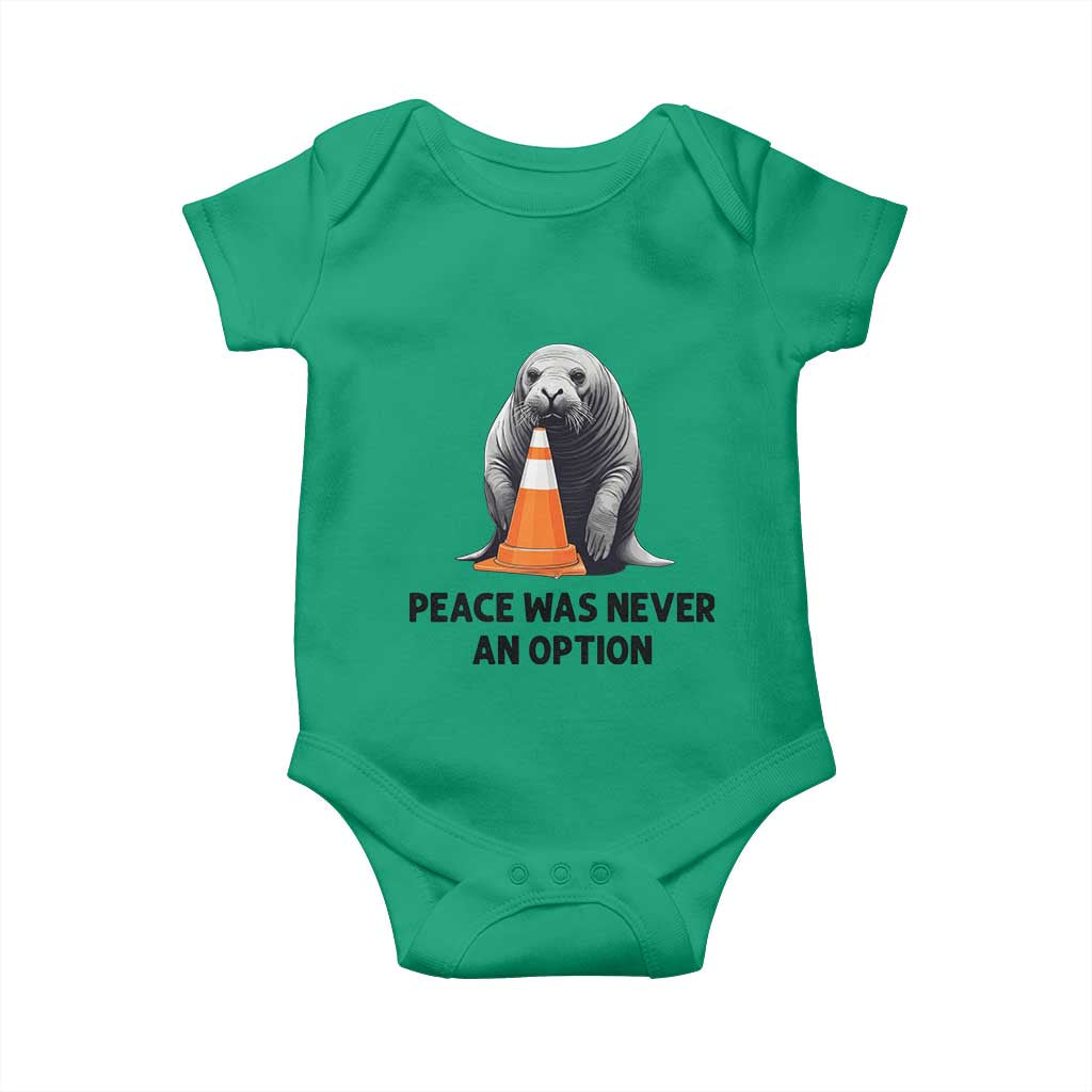 Funny Neil the Seal Peace Was Never An Option Meme Baby Onesie Chaotic Southern Elephant Seal Traffic Cone