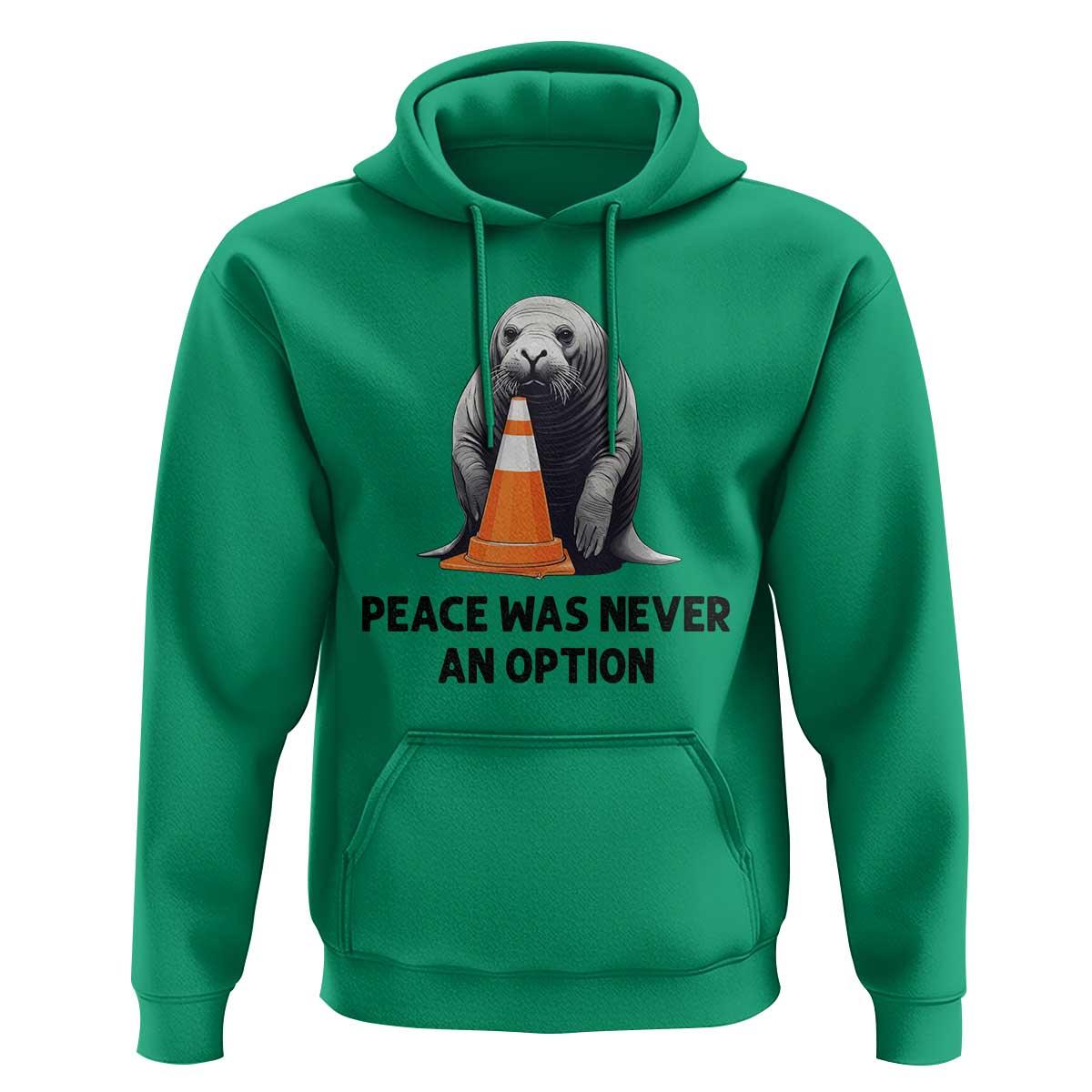 Funny Neil the Seal Peace Was Never An Option Meme Hoodie Chaotic Southern Elephant Seal Traffic Cone