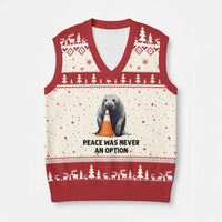Funny Neil the Seal Peace Was Never An Option Meme V-Neck Knit Sweater Vest Chaotic Southern Elephant Seal Traffic Cone