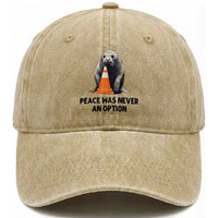 Funny Neil the Seal Peace Was Never An Option Meme Washed Cotton Baseball Cap Chaotic Southern Elephant Seal Traffic Cone