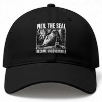 Punk Rock Neil the Seal Become Ungovernable Poster Style Baseball Cap Funny Viral Chaotic Elephant Seal Traffic Cone Meme