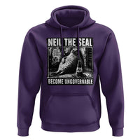Punk Rock Neil the Seal Become Ungovernable Poster Style Hoodie Funny Viral Chaotic Elephant Seal Traffic Cone Meme