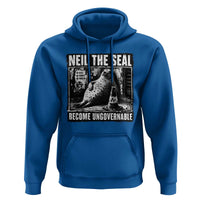 Punk Rock Neil the Seal Become Ungovernable Poster Style Hoodie Funny Viral Chaotic Elephant Seal Traffic Cone Meme