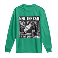 Punk Rock Neil the Seal Become Ungovernable Poster Style Long Sleeve Shirt Funny Viral Chaotic Elephant Seal Traffic Cone Meme