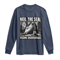 Punk Rock Neil the Seal Become Ungovernable Poster Style Long Sleeve Shirt Funny Viral Chaotic Elephant Seal Traffic Cone Meme
