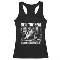 Punk Rock Neil the Seal Become Ungovernable Poster Style Racerback Tank Top Funny Viral Chaotic Elephant Seal Traffic Cone Meme
