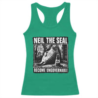 Punk Rock Neil the Seal Become Ungovernable Poster Style Racerback Tank Top Funny Viral Chaotic Elephant Seal Traffic Cone Meme