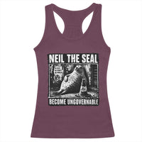 Punk Rock Neil the Seal Become Ungovernable Poster Style Racerback Tank Top Funny Viral Chaotic Elephant Seal Traffic Cone Meme