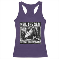 Punk Rock Neil the Seal Become Ungovernable Poster Style Racerback Tank Top Funny Viral Chaotic Elephant Seal Traffic Cone Meme