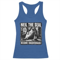 Punk Rock Neil the Seal Become Ungovernable Poster Style Racerback Tank Top Funny Viral Chaotic Elephant Seal Traffic Cone Meme