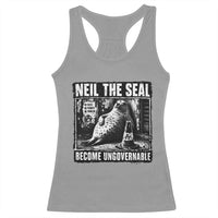 Punk Rock Neil the Seal Become Ungovernable Poster Style Racerback Tank Top Funny Viral Chaotic Elephant Seal Traffic Cone Meme
