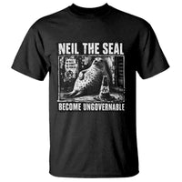 Punk Rock Neil the Seal Become Ungovernable Poster Style T Shirt Funny Viral Chaotic Elephant Seal Traffic Cone Meme