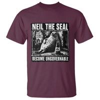 Punk Rock Neil the Seal Become Ungovernable Poster Style T Shirt Funny Viral Chaotic Elephant Seal Traffic Cone Meme