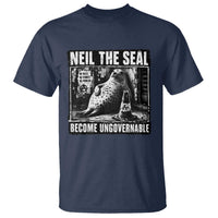 Punk Rock Neil the Seal Become Ungovernable Poster Style T Shirt Funny Viral Chaotic Elephant Seal Traffic Cone Meme