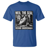 Punk Rock Neil the Seal Become Ungovernable Poster Style T Shirt Funny Viral Chaotic Elephant Seal Traffic Cone Meme