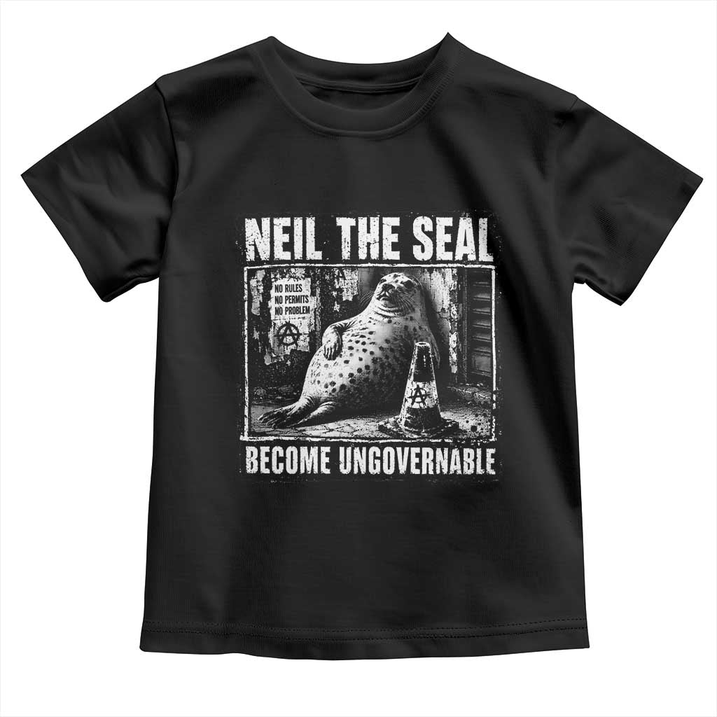 Punk Rock Neil the Seal Become Ungovernable Poster Style Toddler T Shirt Funny Viral Chaotic Elephant Seal Traffic Cone Meme