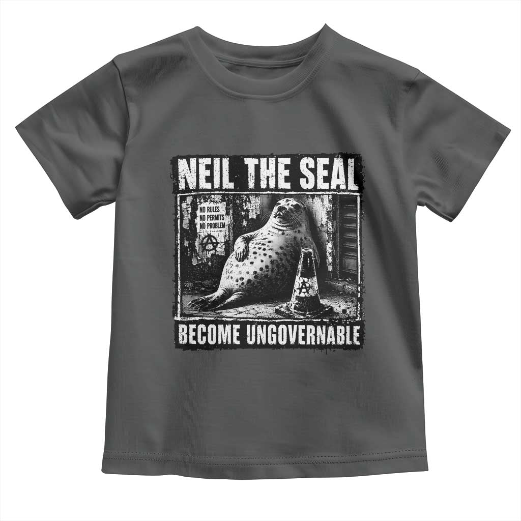 Punk Rock Neil the Seal Become Ungovernable Poster Style Toddler T Shirt Funny Viral Chaotic Elephant Seal Traffic Cone Meme