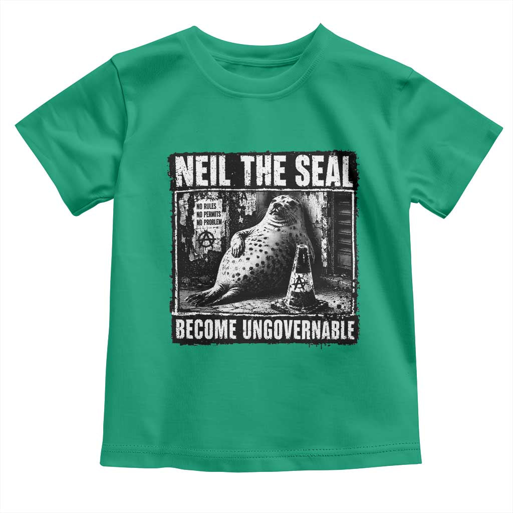 Punk Rock Neil the Seal Become Ungovernable Poster Style Toddler T Shirt Funny Viral Chaotic Elephant Seal Traffic Cone Meme