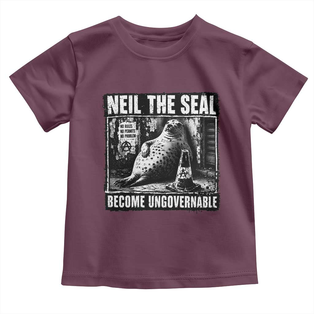 Punk Rock Neil the Seal Become Ungovernable Poster Style Toddler T Shirt Funny Viral Chaotic Elephant Seal Traffic Cone Meme