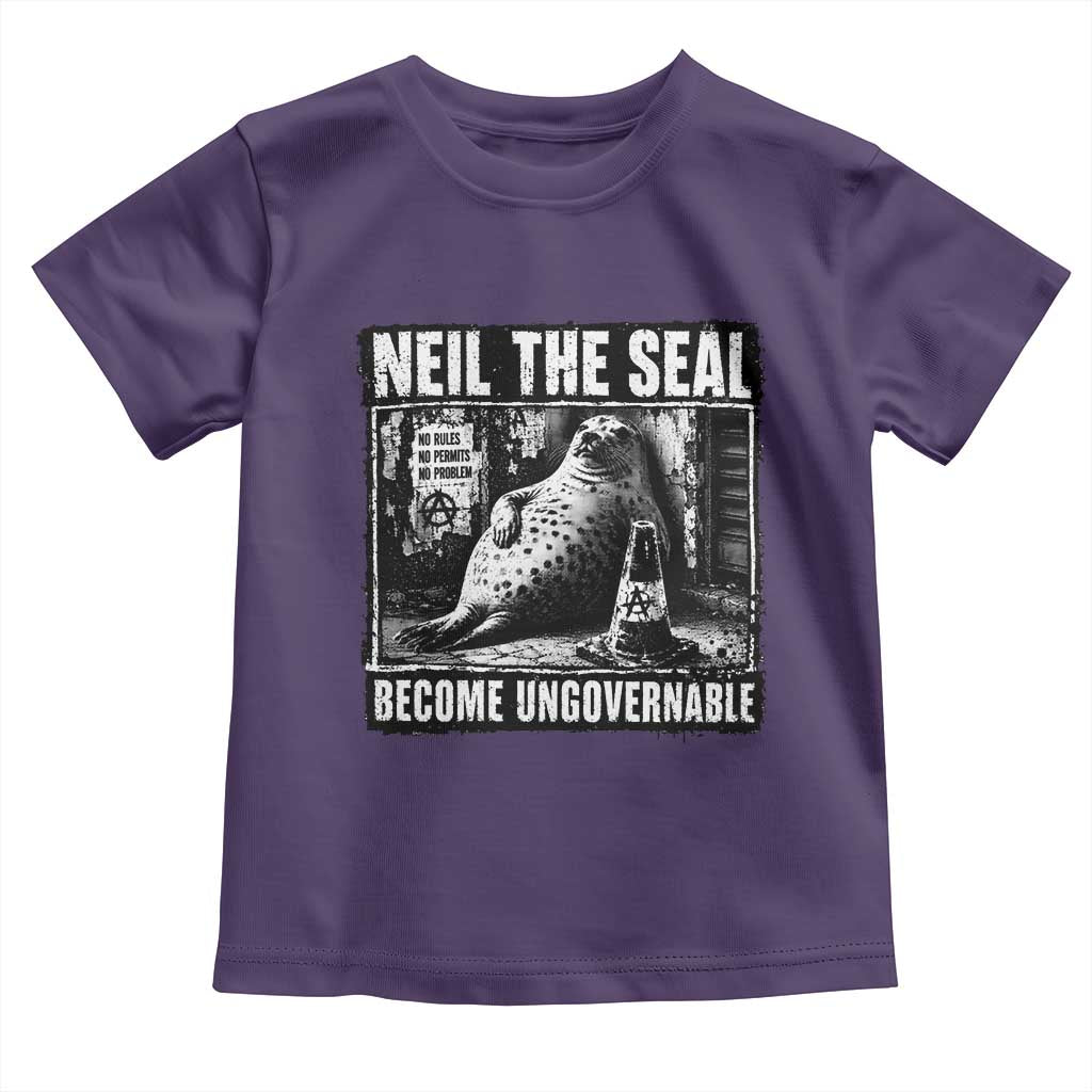 Punk Rock Neil the Seal Become Ungovernable Poster Style Toddler T Shirt Funny Viral Chaotic Elephant Seal Traffic Cone Meme