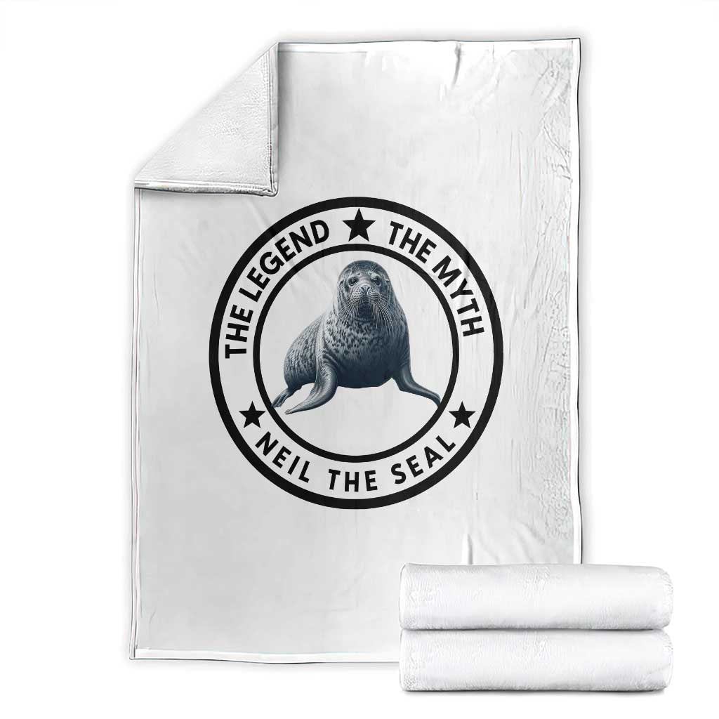 The Legend The Myth Neil The Seal Emblem Graphic Throw Blanket Funny Viral Southern Elephant Seal Meme
