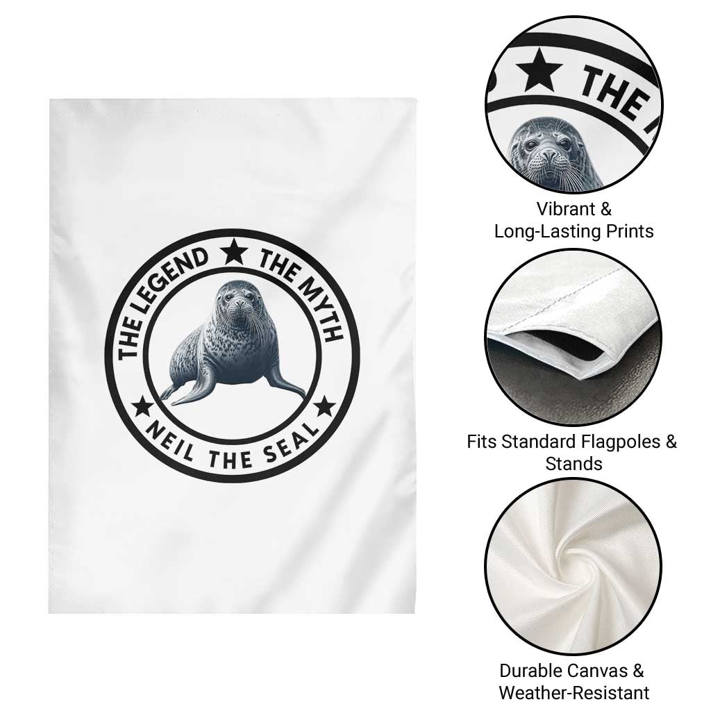 The Legend The Myth Neil The Seal Emblem Graphic Garden Flag Funny Viral Southern Elephant Seal Meme