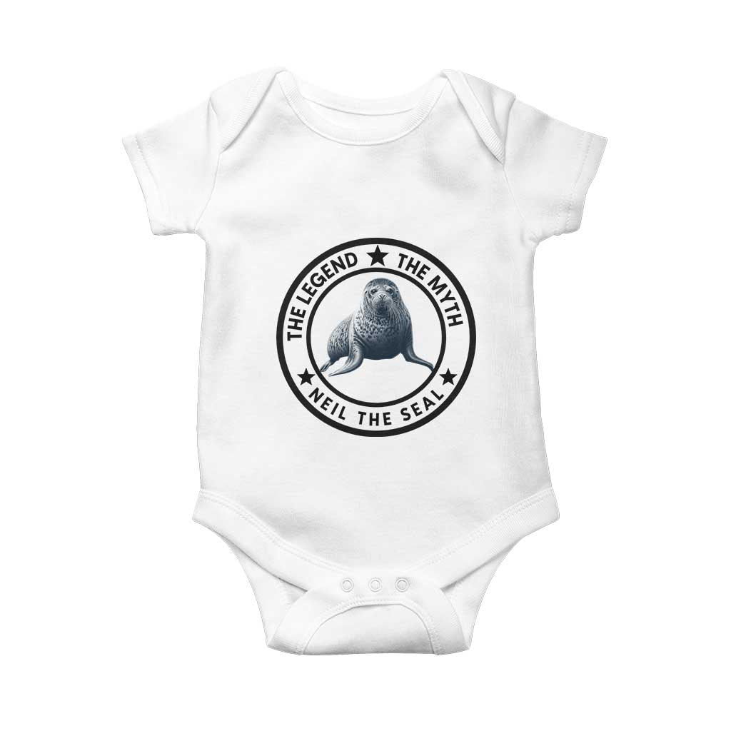 The Legend The Myth Neil The Seal Emblem Graphic Baby Onesie Funny Viral Southern Elephant Seal Meme