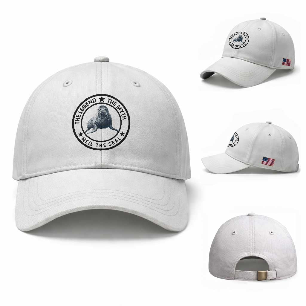 The Legend The Myth Neil The Seal Emblem Graphic Baseball Cap Funny Viral Southern Elephant Seal Meme