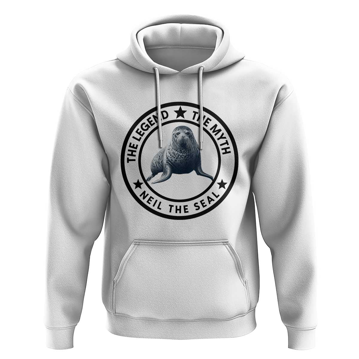 The Legend The Myth Neil The Seal Emblem Graphic Hoodie Funny Viral Southern Elephant Seal Meme