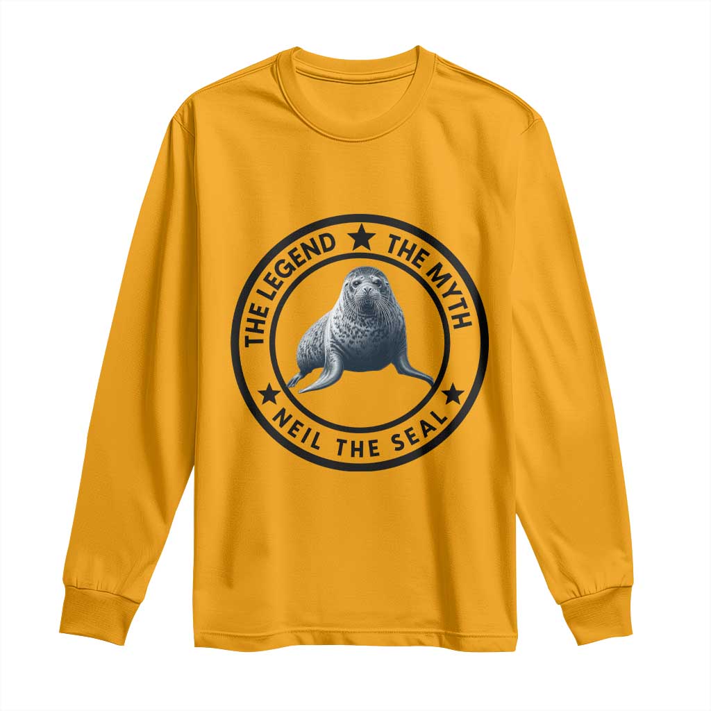 The Legend The Myth Neil The Seal Emblem Graphic Long Sleeve Shirt Funny Viral Southern Elephant Seal Meme