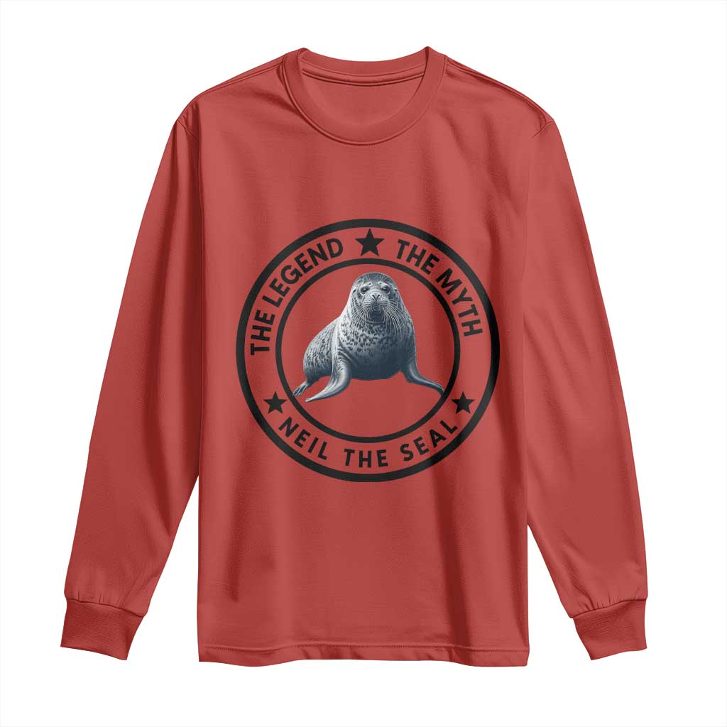 The Legend The Myth Neil The Seal Emblem Graphic Long Sleeve Shirt Funny Viral Southern Elephant Seal Meme