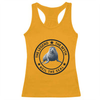 The Legend The Myth Neil The Seal Emblem Graphic Racerback Tank Top Funny Viral Southern Elephant Seal Meme