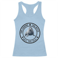 The Legend The Myth Neil The Seal Emblem Graphic Racerback Tank Top Funny Viral Southern Elephant Seal Meme