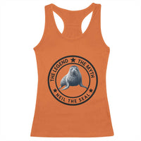 The Legend The Myth Neil The Seal Emblem Graphic Racerback Tank Top Funny Viral Southern Elephant Seal Meme