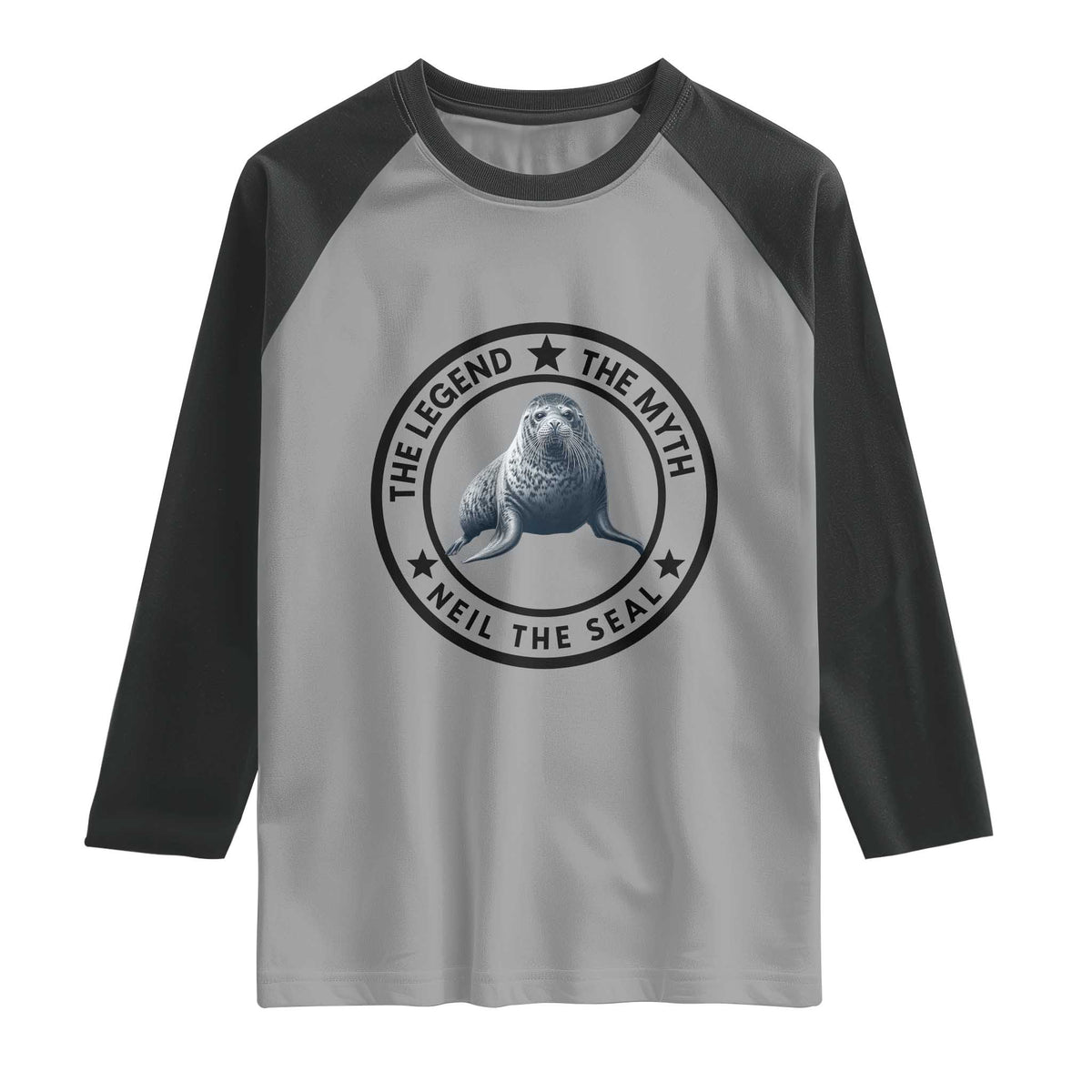 The Legend The Myth Neil The Seal Emblem Graphic Raglan Shirt Funny Viral Southern Elephant Seal Meme