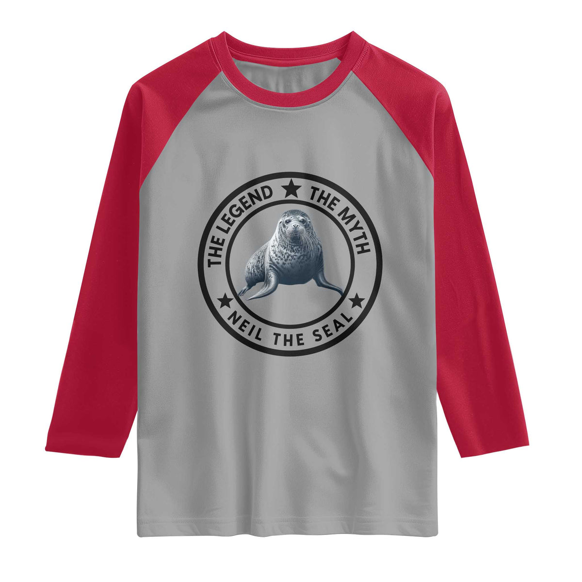 The Legend The Myth Neil The Seal Emblem Graphic Raglan Shirt Funny Viral Southern Elephant Seal Meme