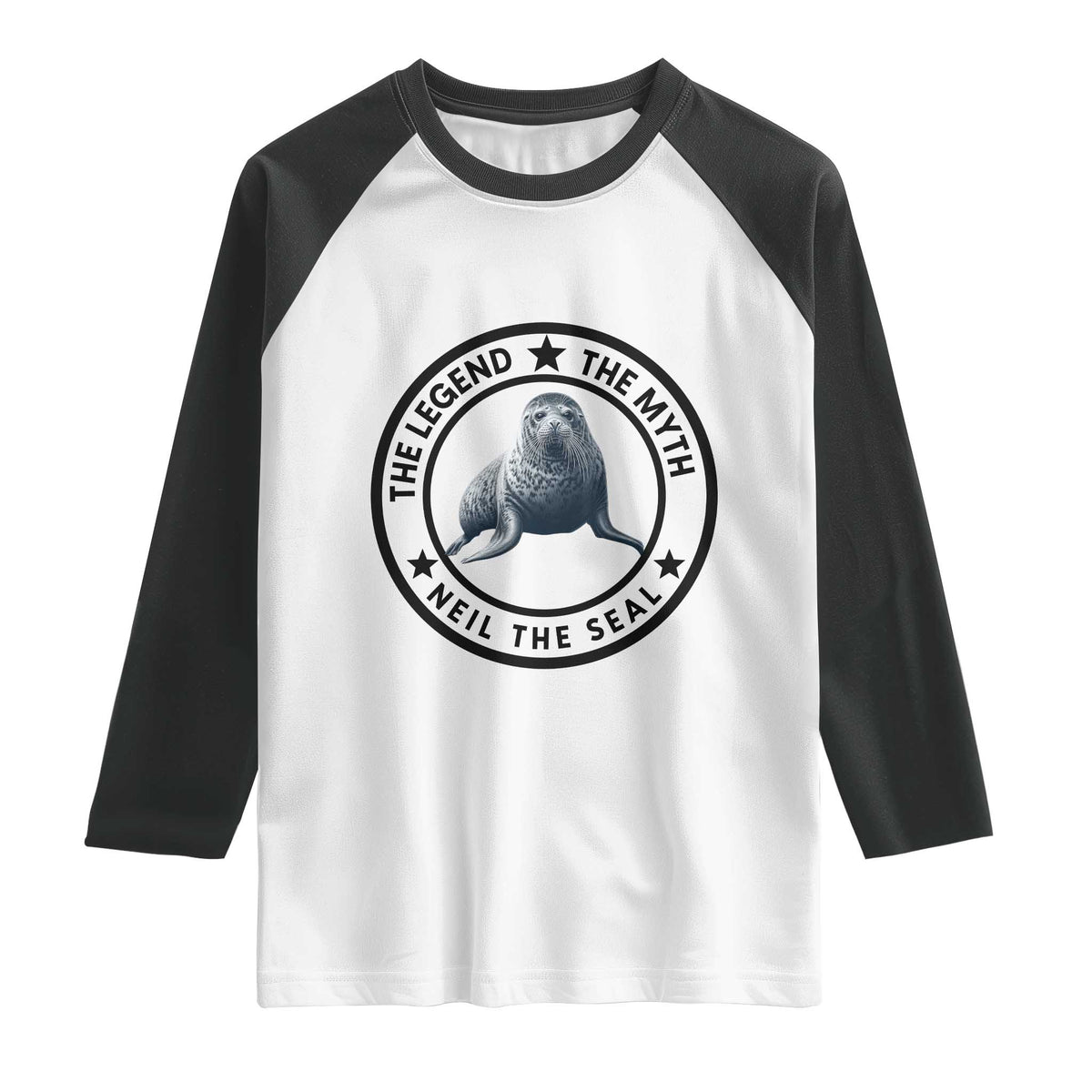 The Legend The Myth Neil The Seal Emblem Graphic Raglan Shirt Funny Viral Southern Elephant Seal Meme