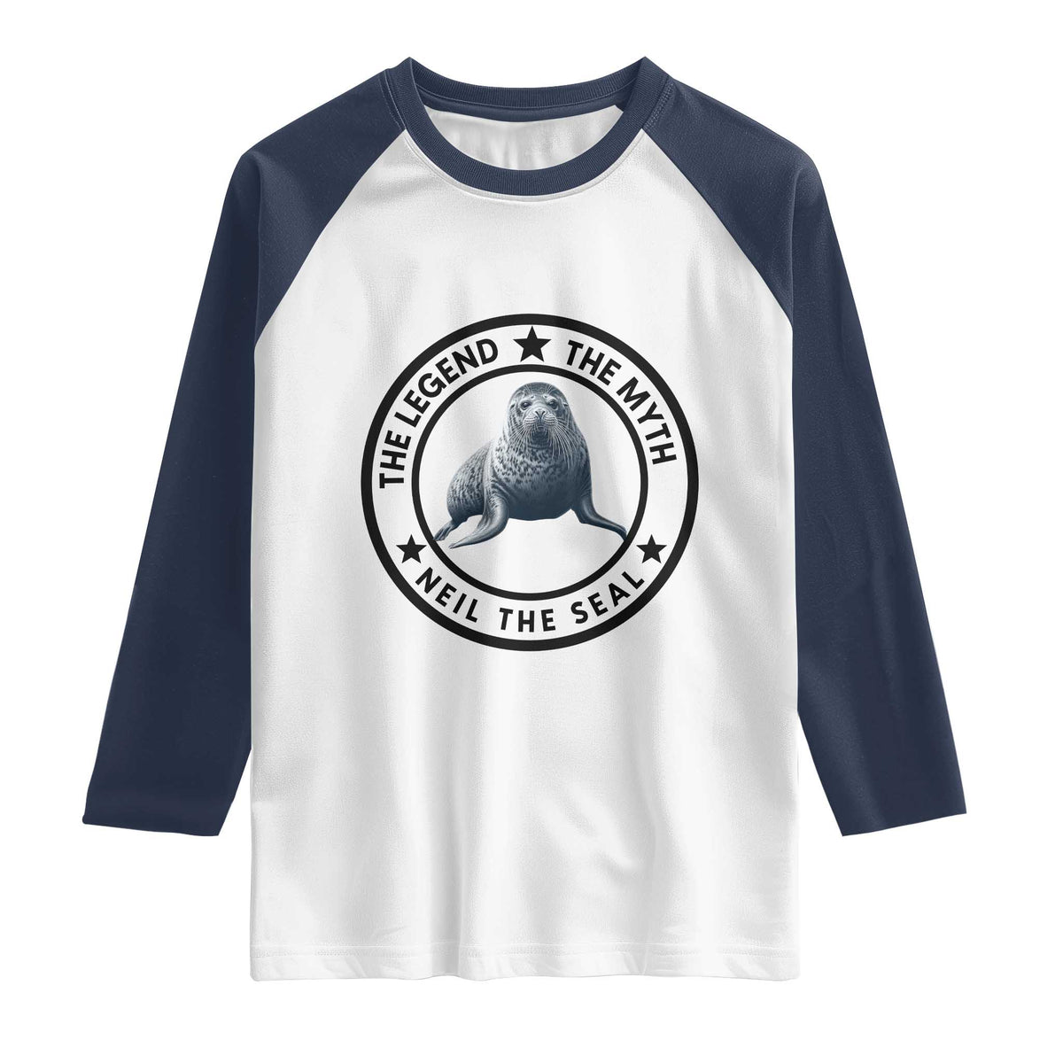 The Legend The Myth Neil The Seal Emblem Graphic Raglan Shirt Funny Viral Southern Elephant Seal Meme