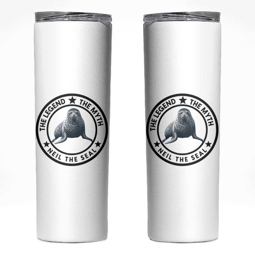 The Legend The Myth Neil The Seal Emblem Graphic Skinny Tumbler Funny Viral Southern Elephant Seal Meme