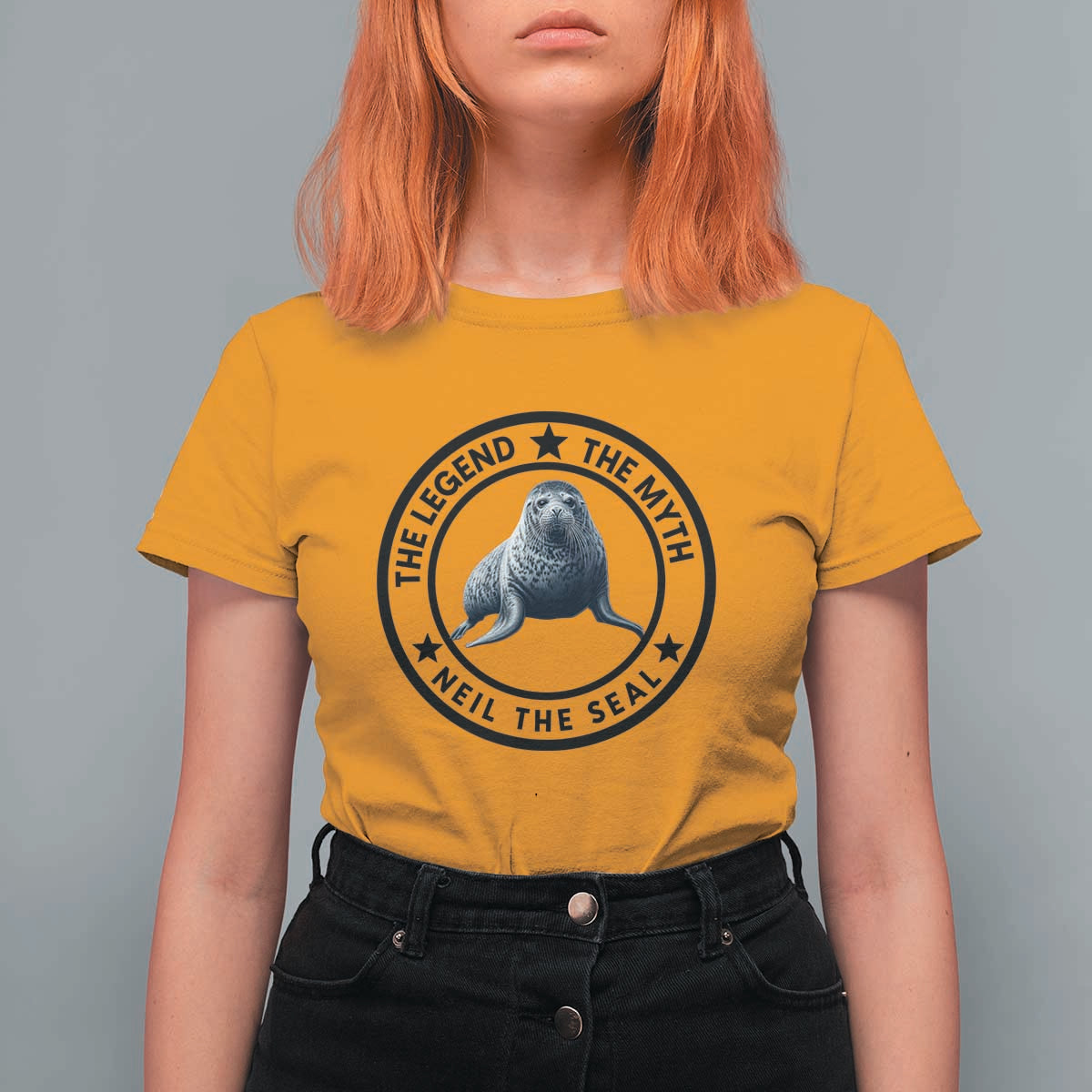 The Legend The Myth Neil The Seal Emblem Graphic T Shirt For Women Funny Viral Southern Elephant Seal Meme
