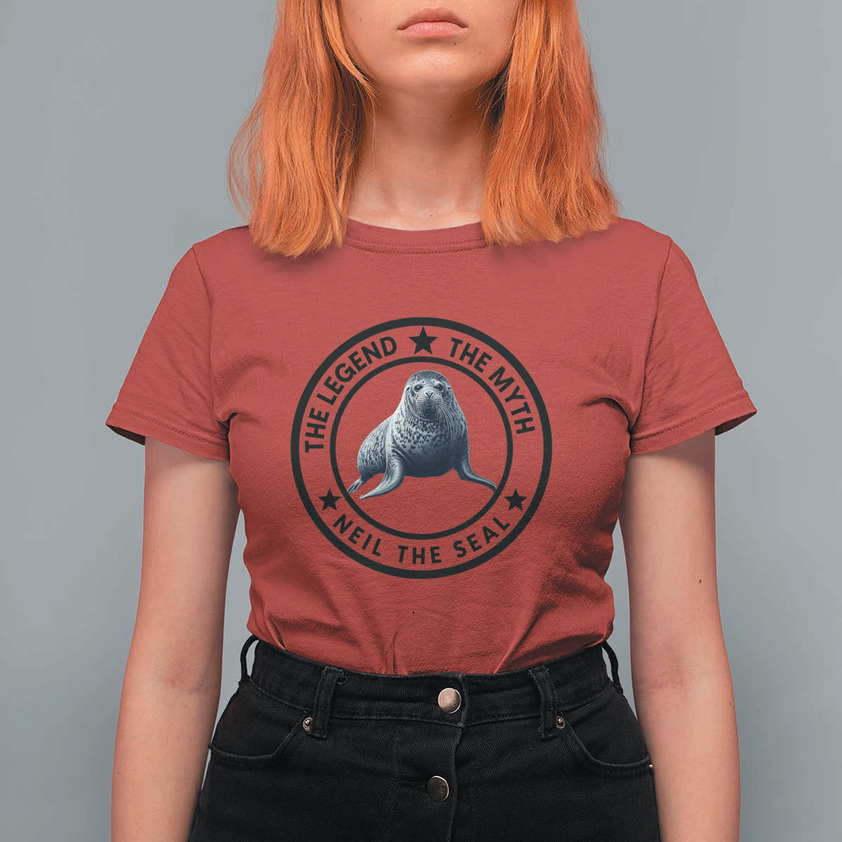 The Legend The Myth Neil The Seal Emblem Graphic T Shirt For Women Funny Viral Southern Elephant Seal Meme