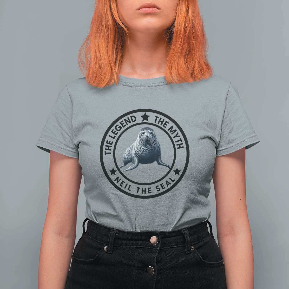 The Legend The Myth Neil The Seal Emblem Graphic T Shirt For Women Funny Viral Southern Elephant Seal Meme