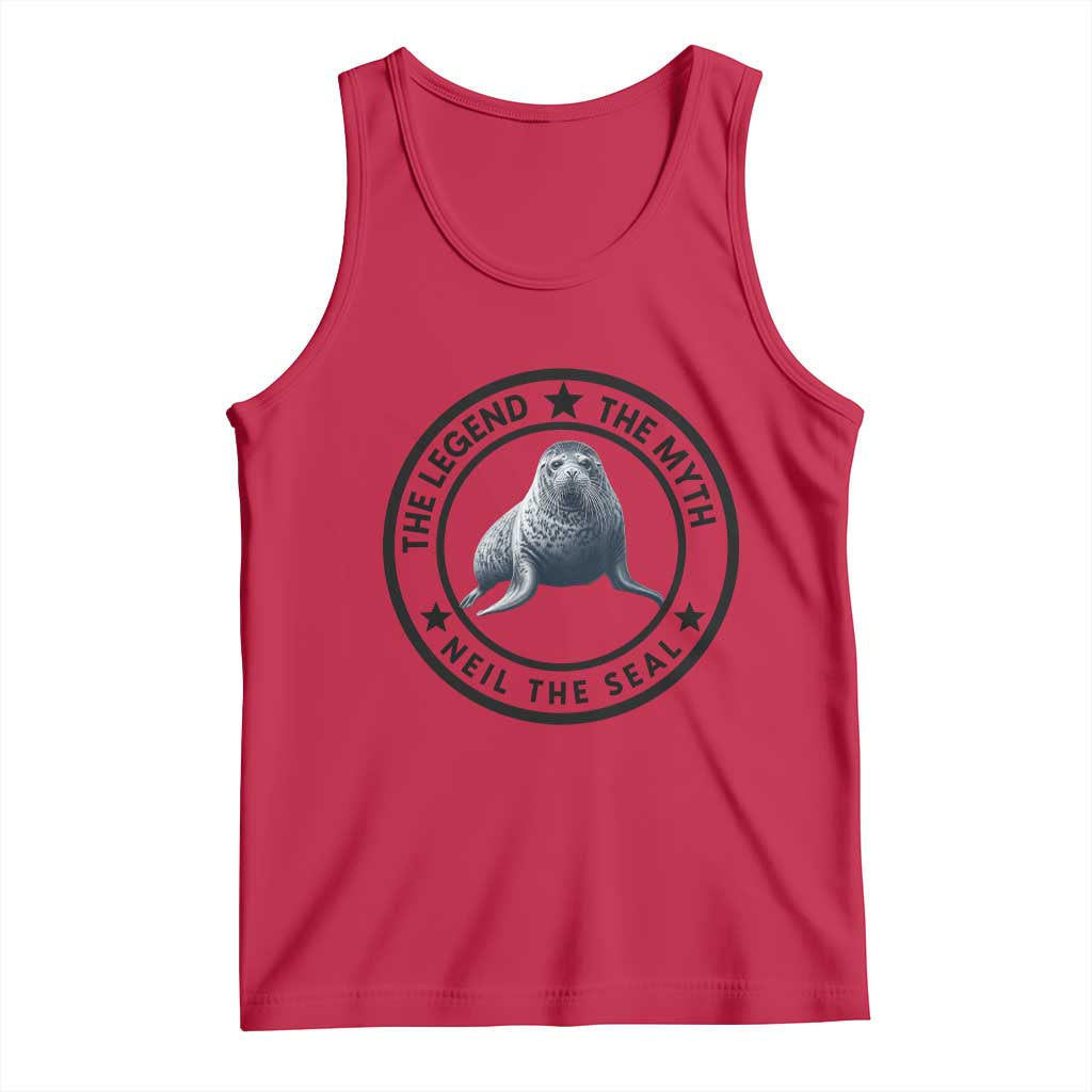 The Legend The Myth Neil The Seal Emblem Graphic Tank Top Funny Viral Southern Elephant Seal Meme